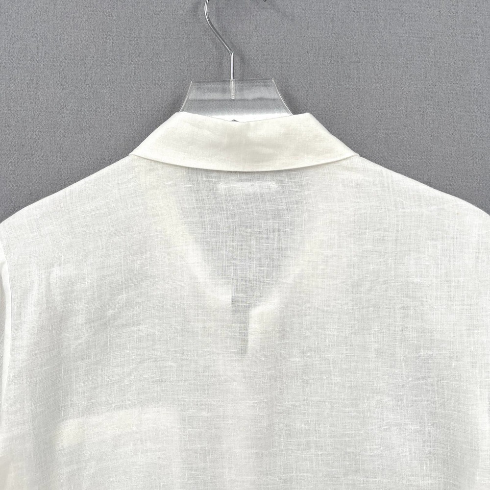 REFORMATION Sky Top Relaxed Linen Shirt Womens Large White Long Sleeve Button Up - Picture 7 of 14